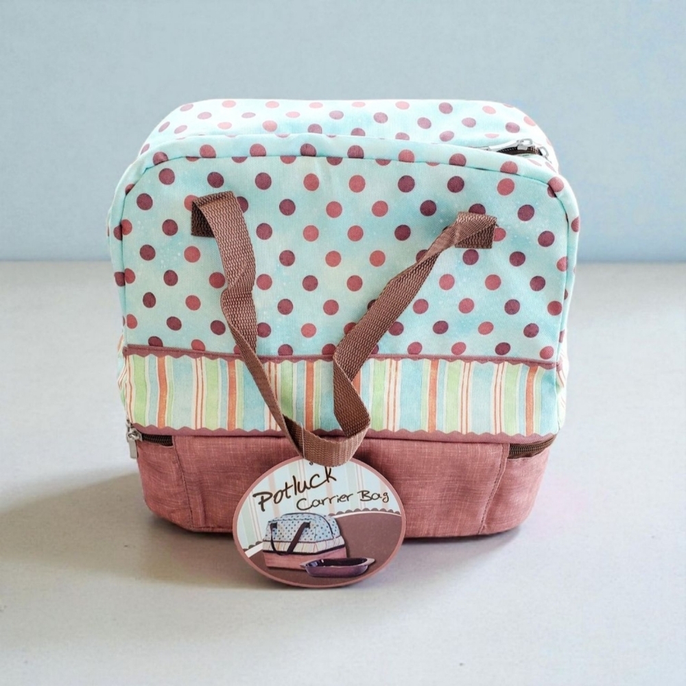 Deluxe Insulated Potluck Carrier Bag With Ceramic Dish New With Tag.
